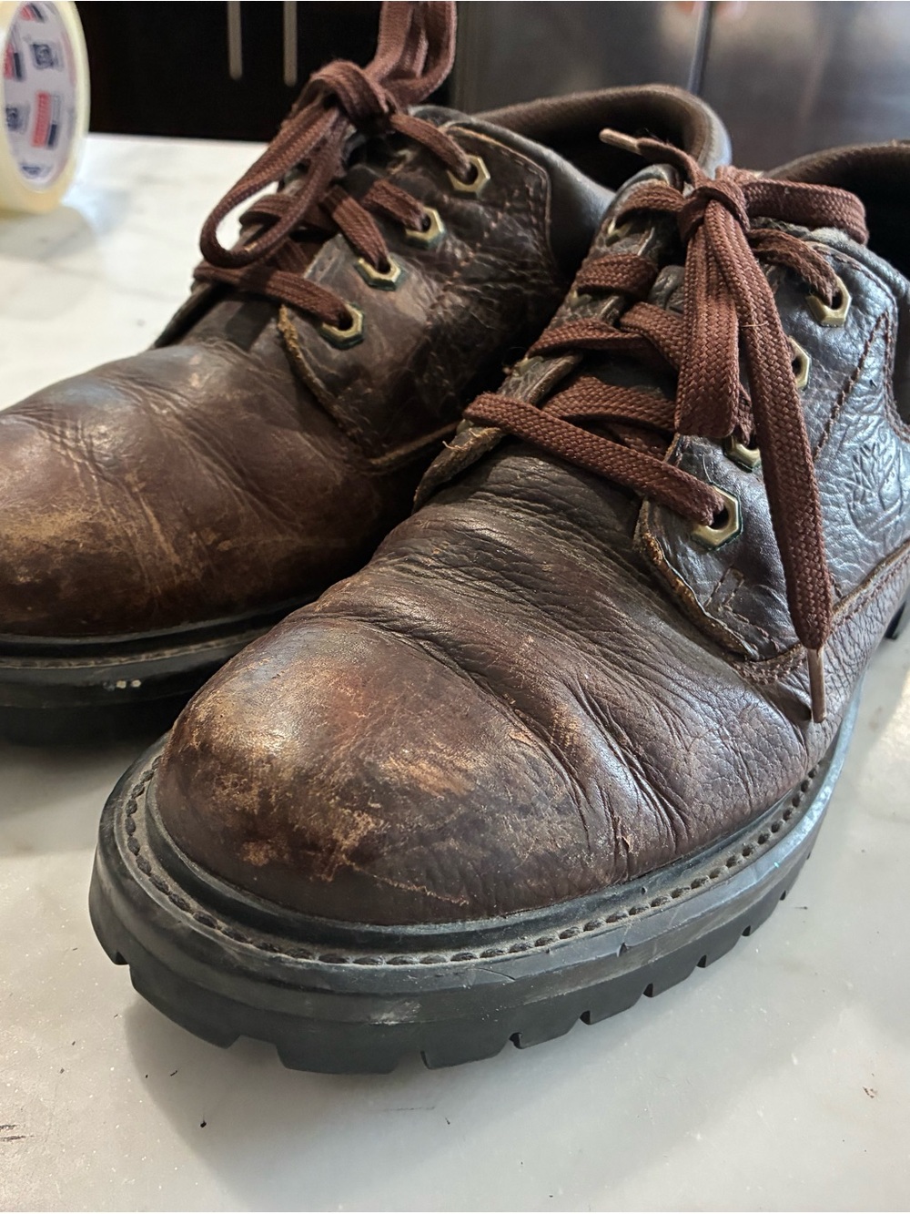 Timberland Men's Oxford Brown Leather Walking Hiking Lug Sole Shoes 80500 sz 8M